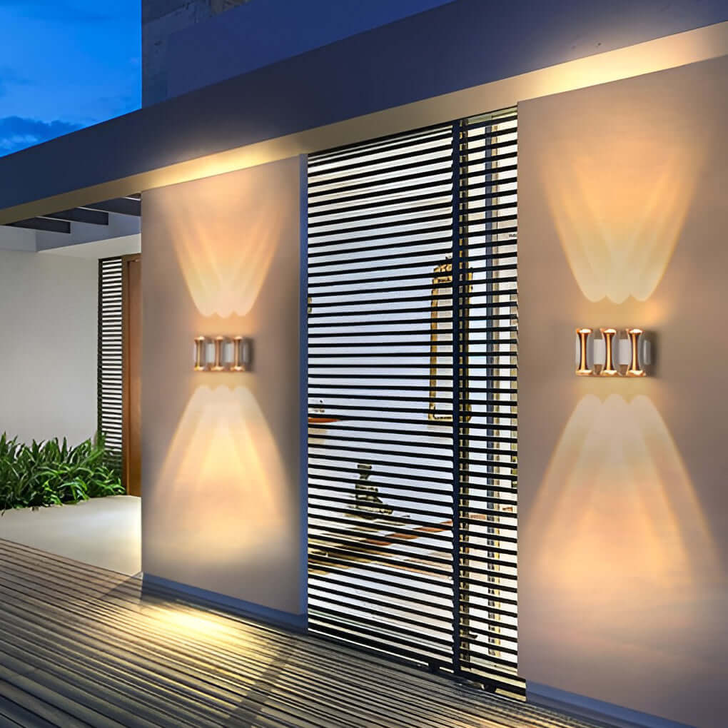 Modern Up/Down Outdoor Wall Sconce — Die-Cast Aluminum & Glass, LED, IP54, 4-Light / 6-Light / 8-Light