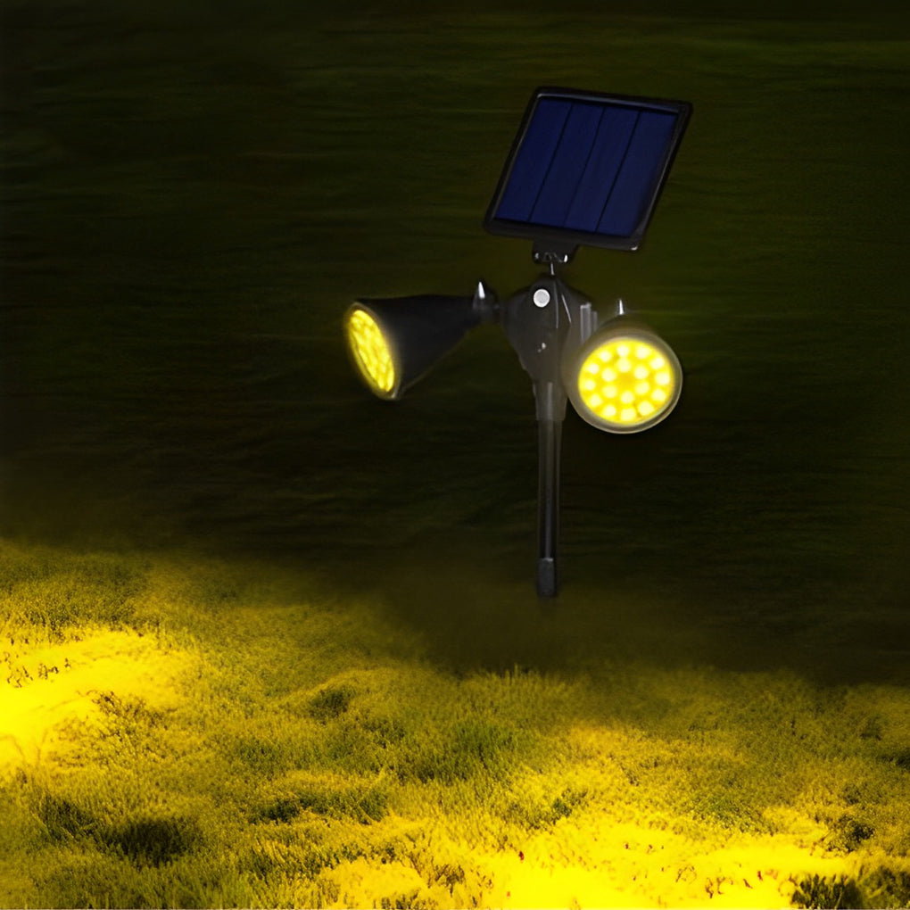 Solar Outdoor Spotlight, Set of 2 — Black ABS, LED, IP65, Motion Sensor, 4-Mode, 10-Hour Runtime