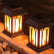Black Solar Outdoor Portable Lantern — Glass, LED, IP54 Weatherproof, 3000K Warm White