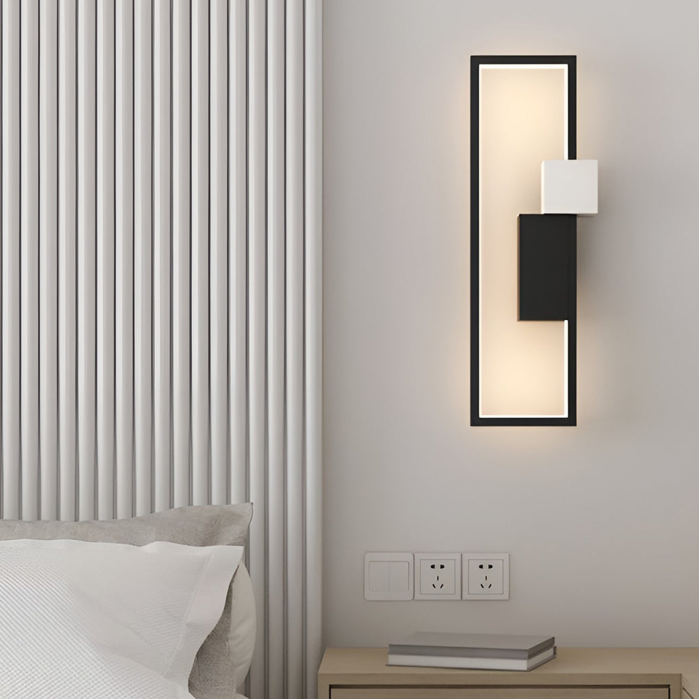 Rectangular Three-Step Dimming LED Wall Sconce — Iron & Aluminum, 3000K/6000K, Black or Gold