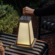 Modern Square Portable Solar Outdoor Lantern — Die-Cast Aluminum, Black, LED, Waterproof