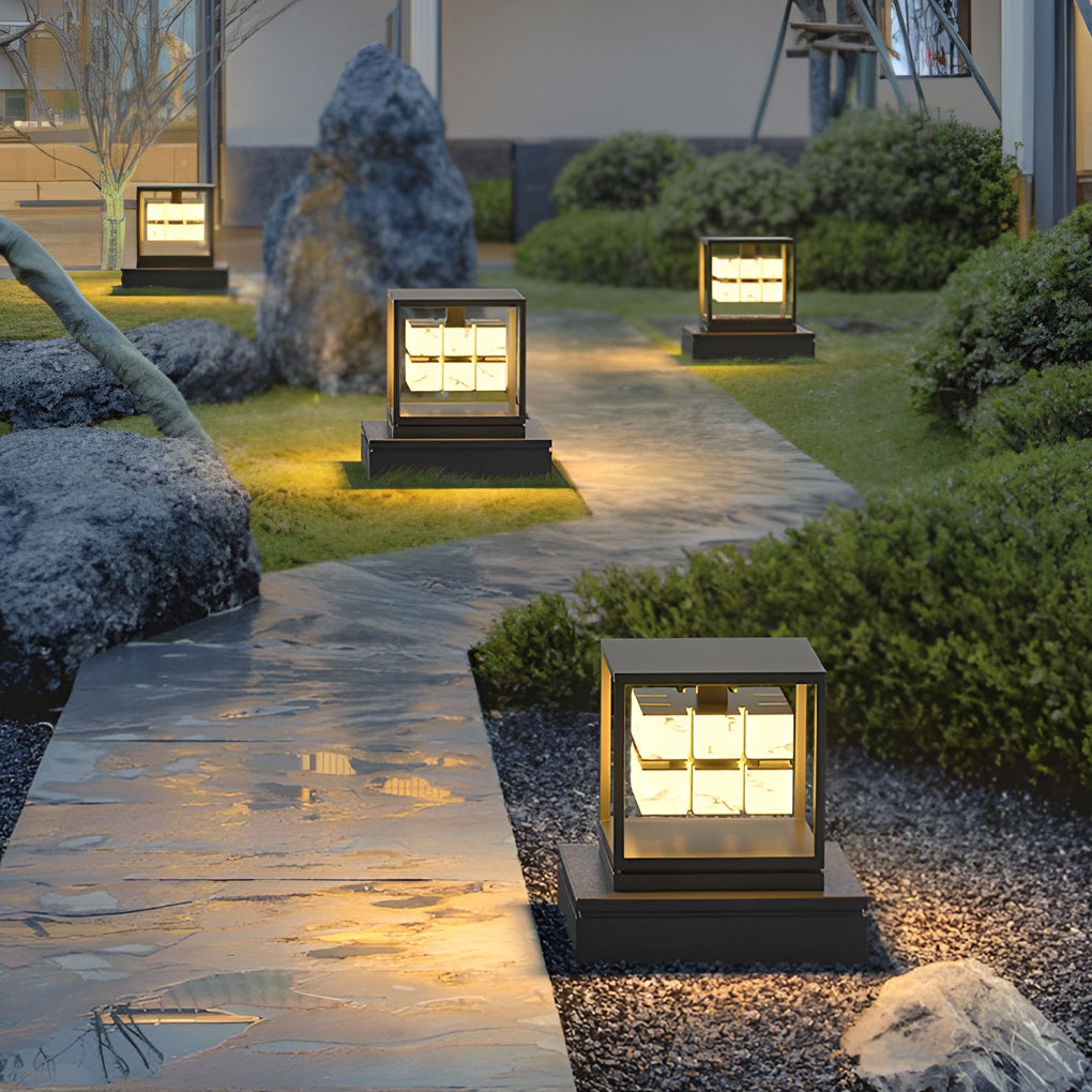 Modern Square Solar Deck Post Cap Light — Stainless Steel & PC, LED, IP65 Weatherproof, Warm White 3000K
