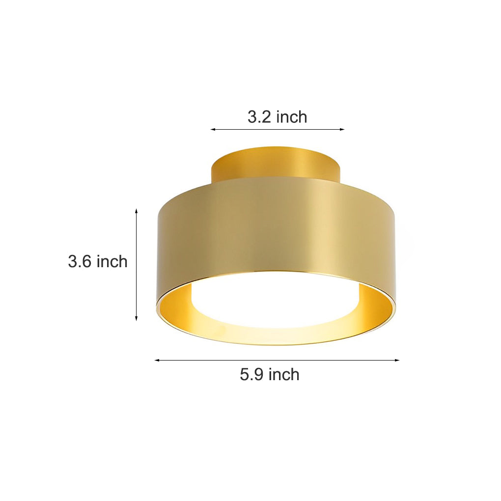 Modern Minimalist Round LED Flush-Mount Ceiling Light — Aluminum, 6W, 3000K, 5.9" Diameter