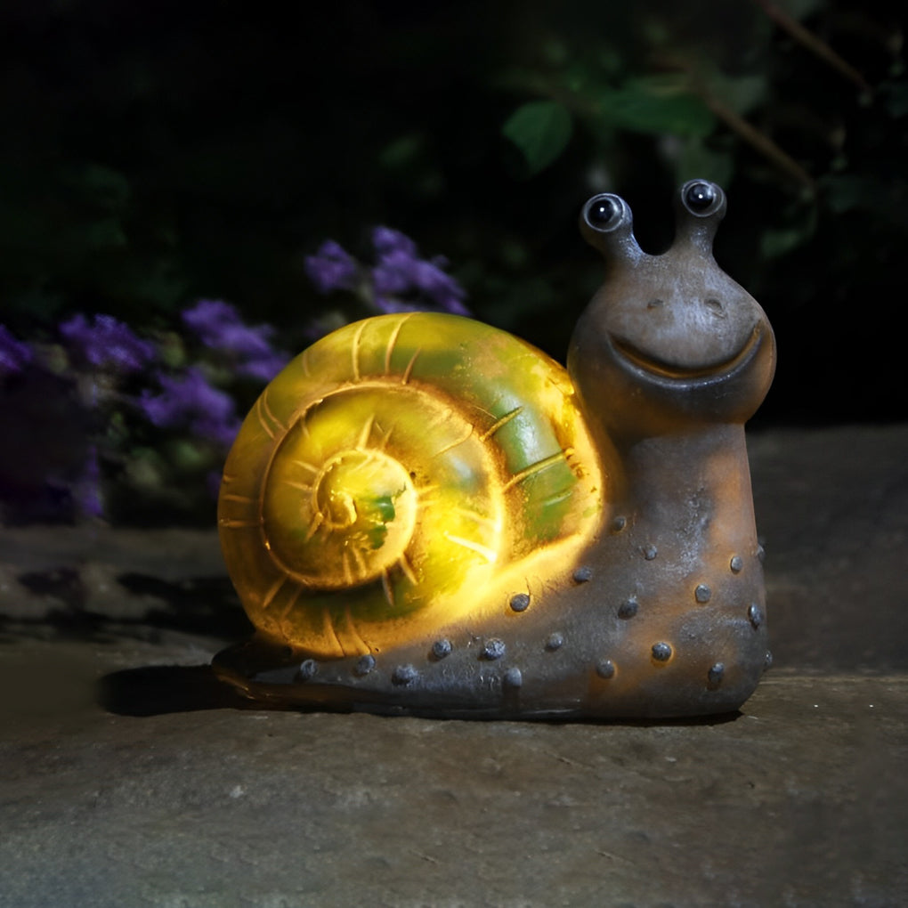 Animal Figurine Solar Garden Light — Resin, LED, Light-Sensor, Dog / Rabbit / Snail / Owl
