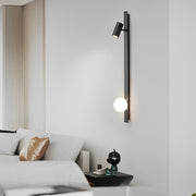 Linear Wall Sconce with Adjustable Spotlight — Black and Gold, Copper and Glass, Three-Step Dimming (3000K/4500K/6000K), LED, 31"