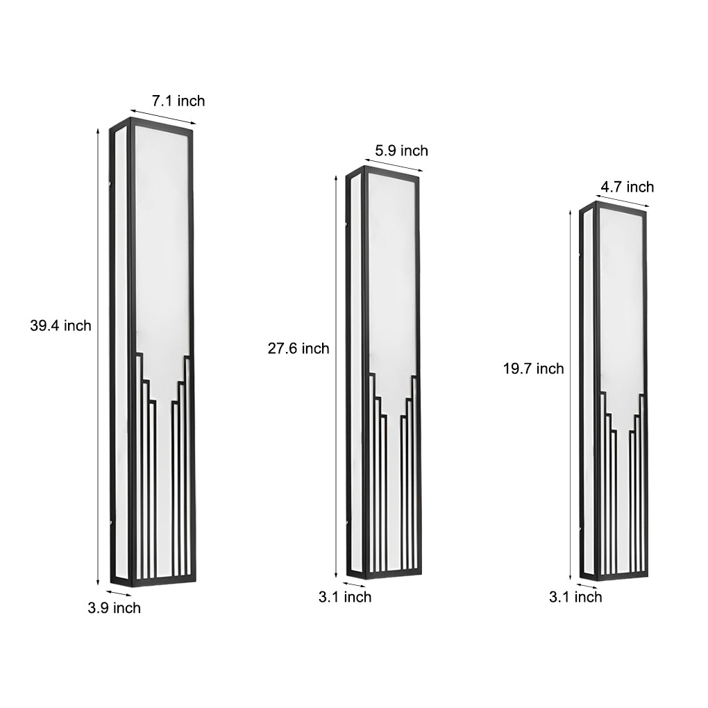 Modern Rectangular Outdoor Wall Sconce — Black Stainless Steel & Resin, LED, IP65, 12W–28W