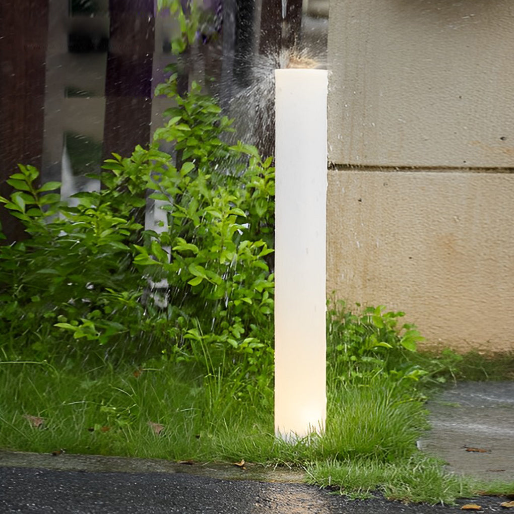 Modern Solar Bollard Light — White PC, Cylindrical, 3000K/6000K, 23.8" Height, Waterproof