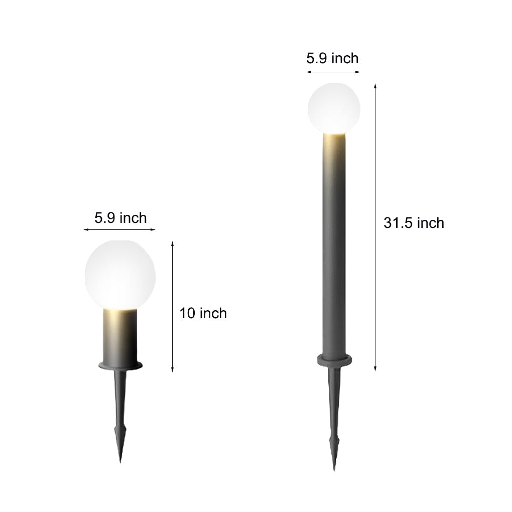 Round Ball LED Bollard Path Light — Black Stainless Steel, 3W/5W, 3000K Warm White, IP54 Weatherproof, 10" or 31.5" Height