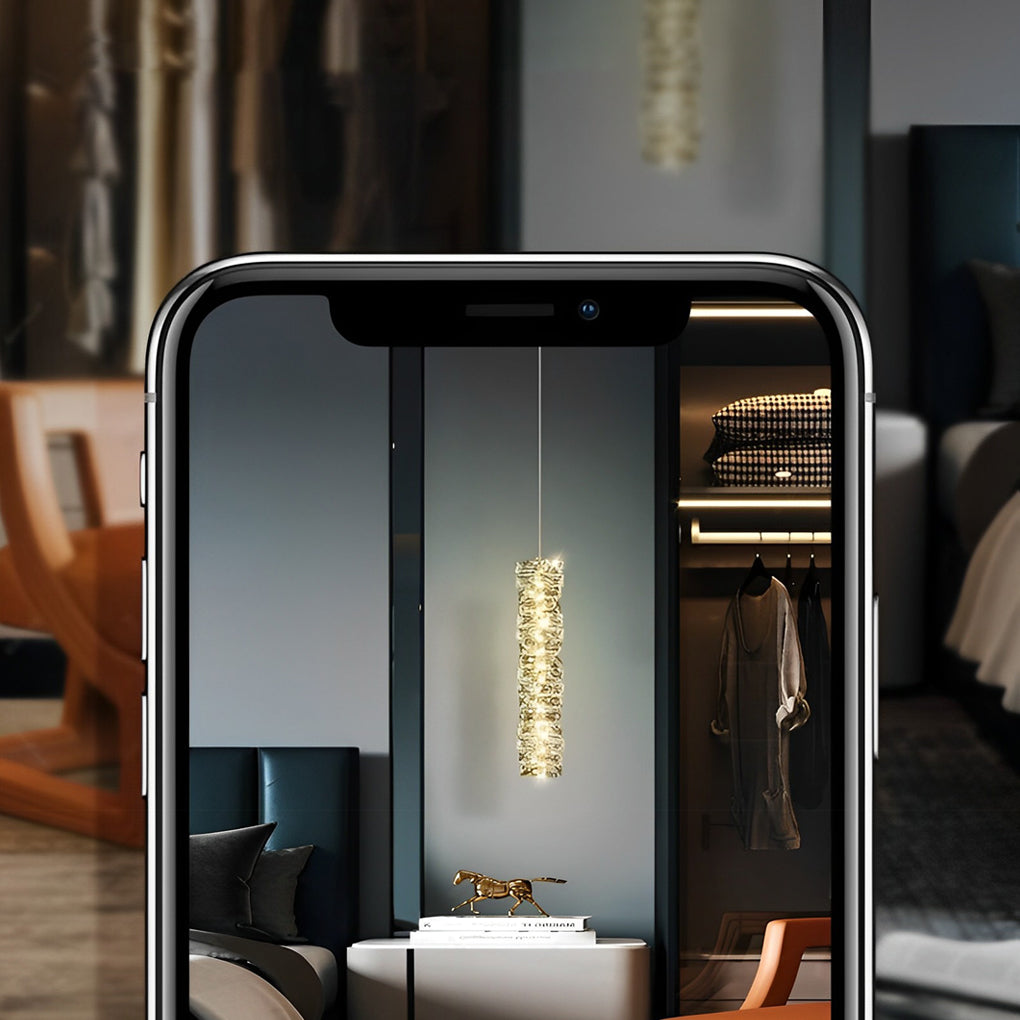Postmodern Crystal and Metal Mini Pendant — Chrome or Gold, Three-Step LED Dimming, 4W–18W