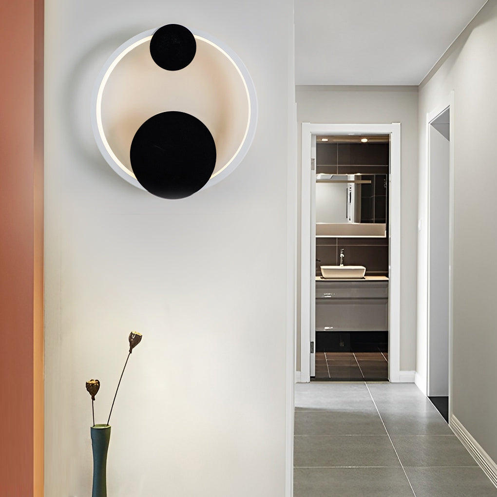 Round LED Wall Sconce — Iron and Acrylic, 15W, Three-Step Dimming (3000K/4500K/6000K)