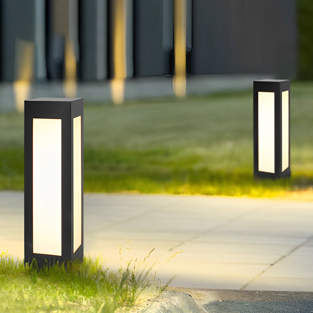 Modern Black Solar Bollard Light — Galvanized Steel & Acrylic, 10W LED, IP65 Weatherproof, 3000K Warm White