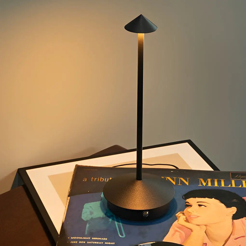 11.41-Inch Cordless Cute Mushroom Top Pina Table Lamp Luxe