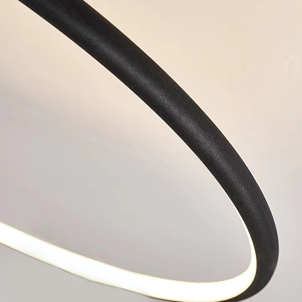 Modern Minimalist LED Semi-Flush Mount — Black Aluminum, Adjustable, 3-Step Dimming, 12"–20"