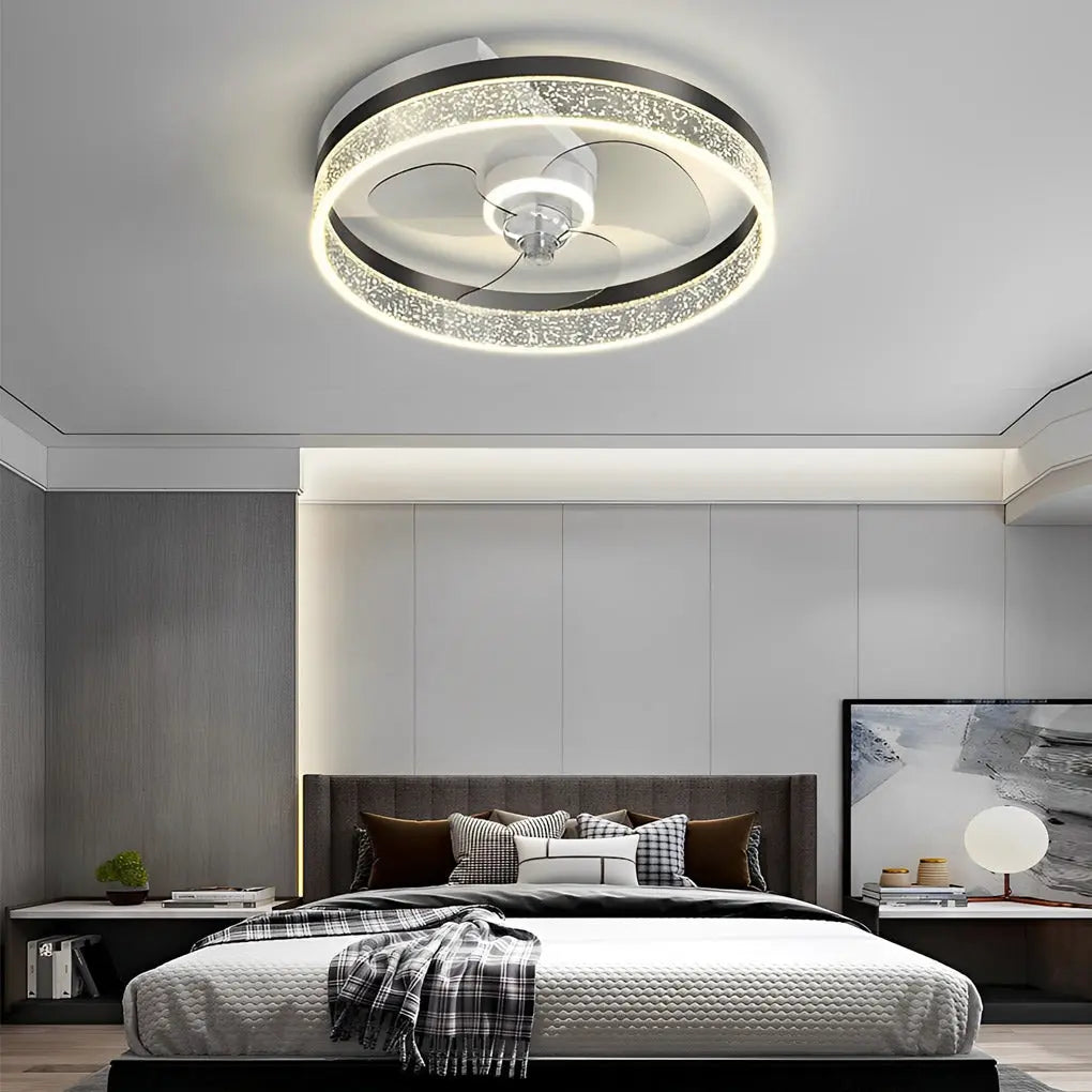 Modern Round Bladeless Ceiling Fan Lamp with Intelligent LED and Silent Operation Luxe