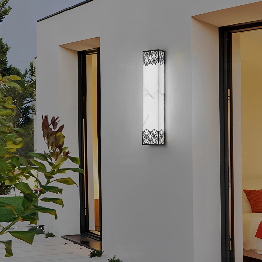 Vintage Rectangular Outdoor Wall Sconce — Stainless Steel & Resin, LED 20W, 3-Color Temperature, IP-Rated Weatherproof, 26" Height