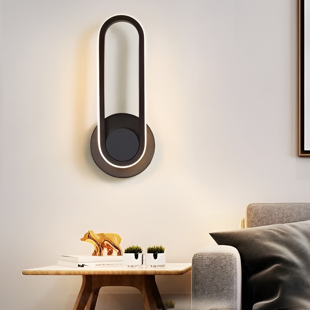 330° Rotatable Rounded-Rectangular LED Wall Sconce — Metal, Silicone Shade, Modern, Gold / Black / White