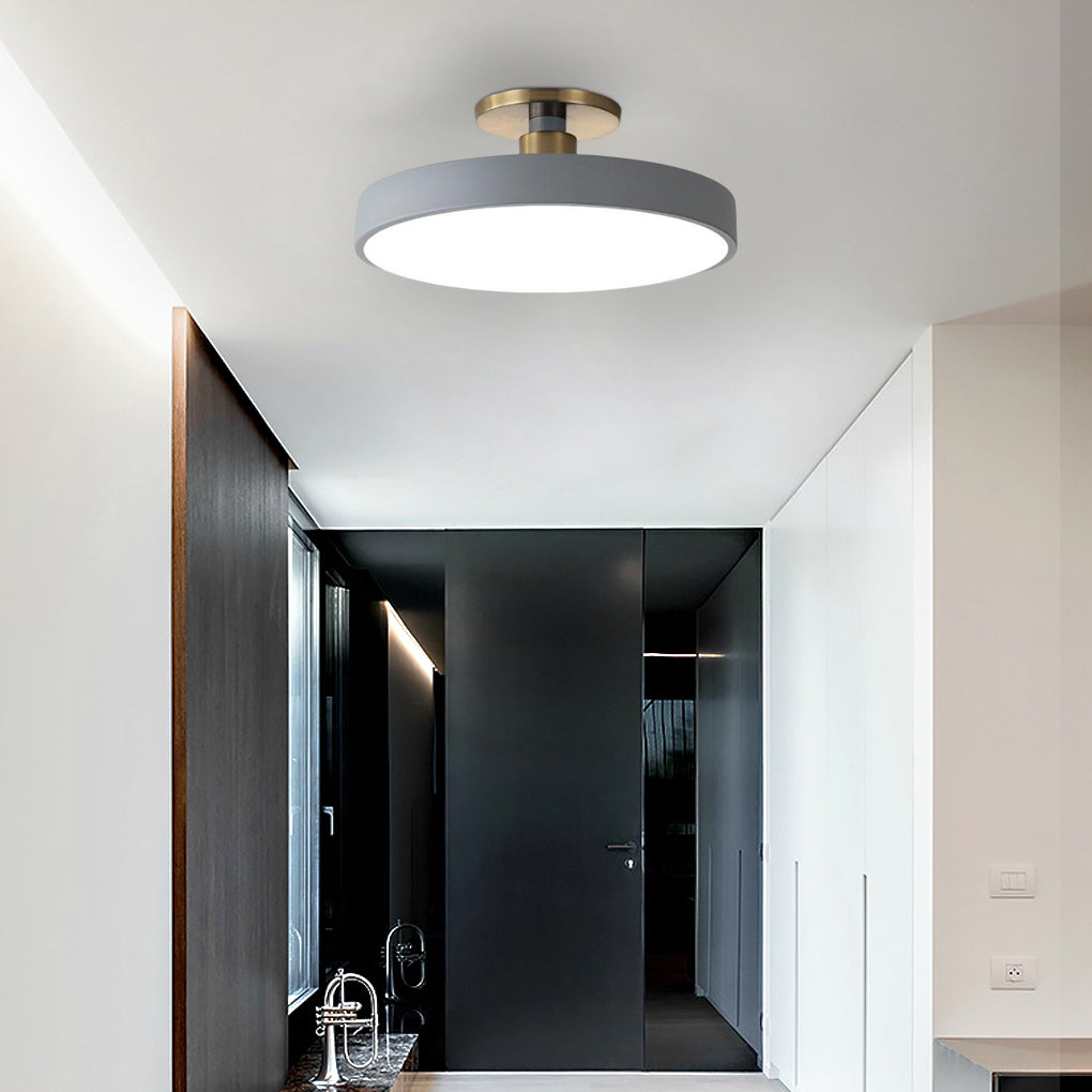 Circular LED Semi-Flush Mount Ceiling Light — Acrylic & Metal, 28W, 3000K/4000K/5000K, 16" Diameter