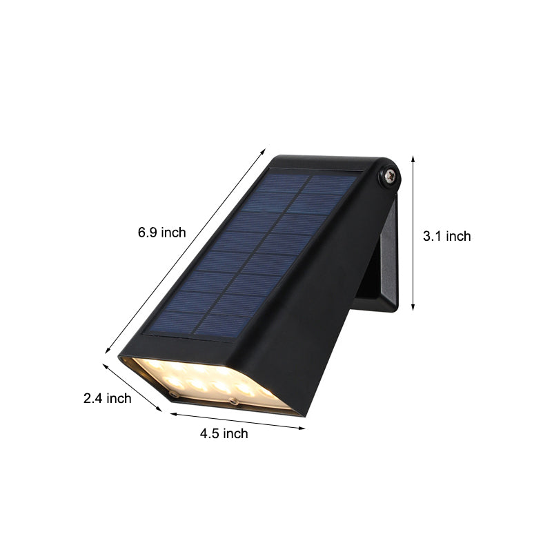 Modern Adjustable Solar Wall Sconce — Black ABS, LED, 90° Adjustable, Dual-Brightness, IP65 Weatherproof