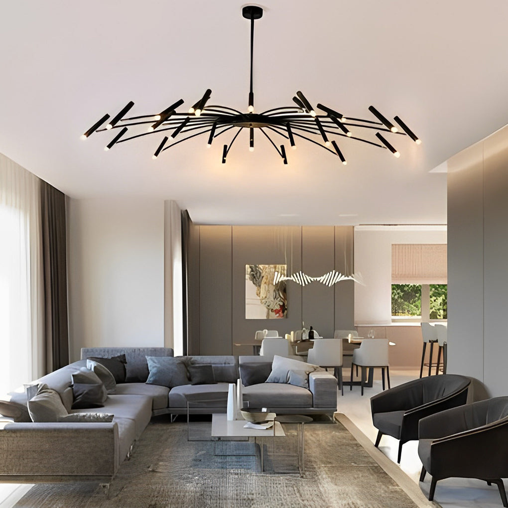 Minimalist Adjustable Metal Chandelier — G9 LED, Three-Step Dimming, 3000K/4500K/6000K, 180° Rotatable Head, Black or White