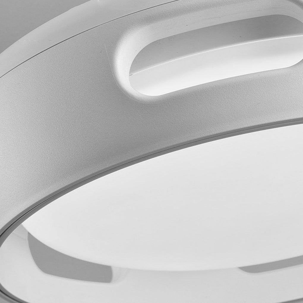 Modern Round Bladeless Ceiling Fan with Smart Mute and Stepless Dimming in White