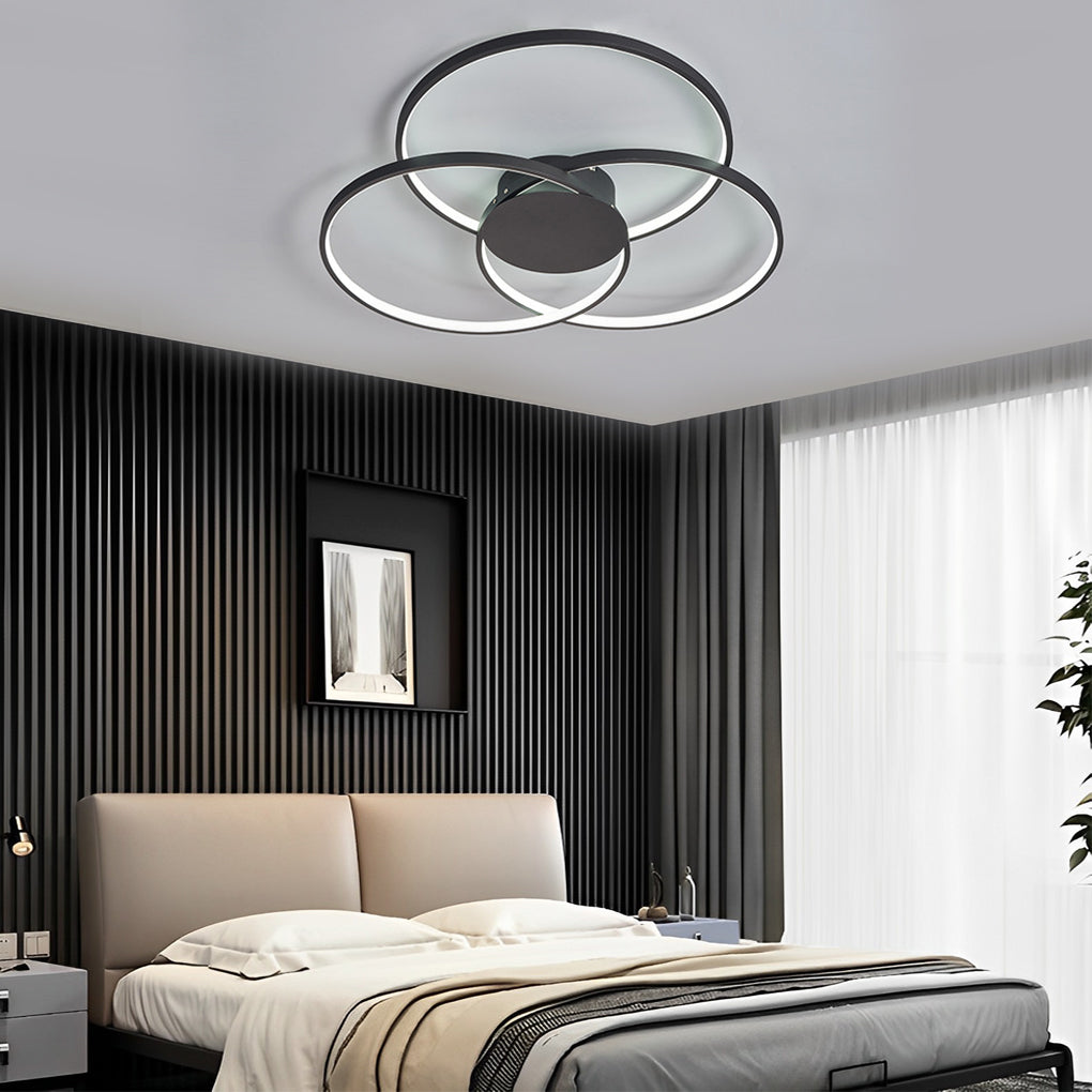 Three-Ring LED Flush Mount — Electroplated Metal, Stepless Dimming, Remote Control, 18.9" or 29.9"