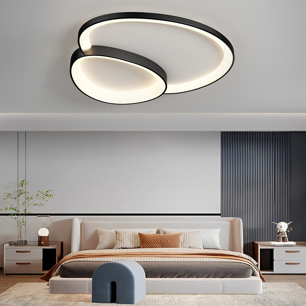 Geometric LED Flush-Mount Ceiling Light — Iron and Acrylic, Three-Step Dimming, 3000K/4500K/6000K