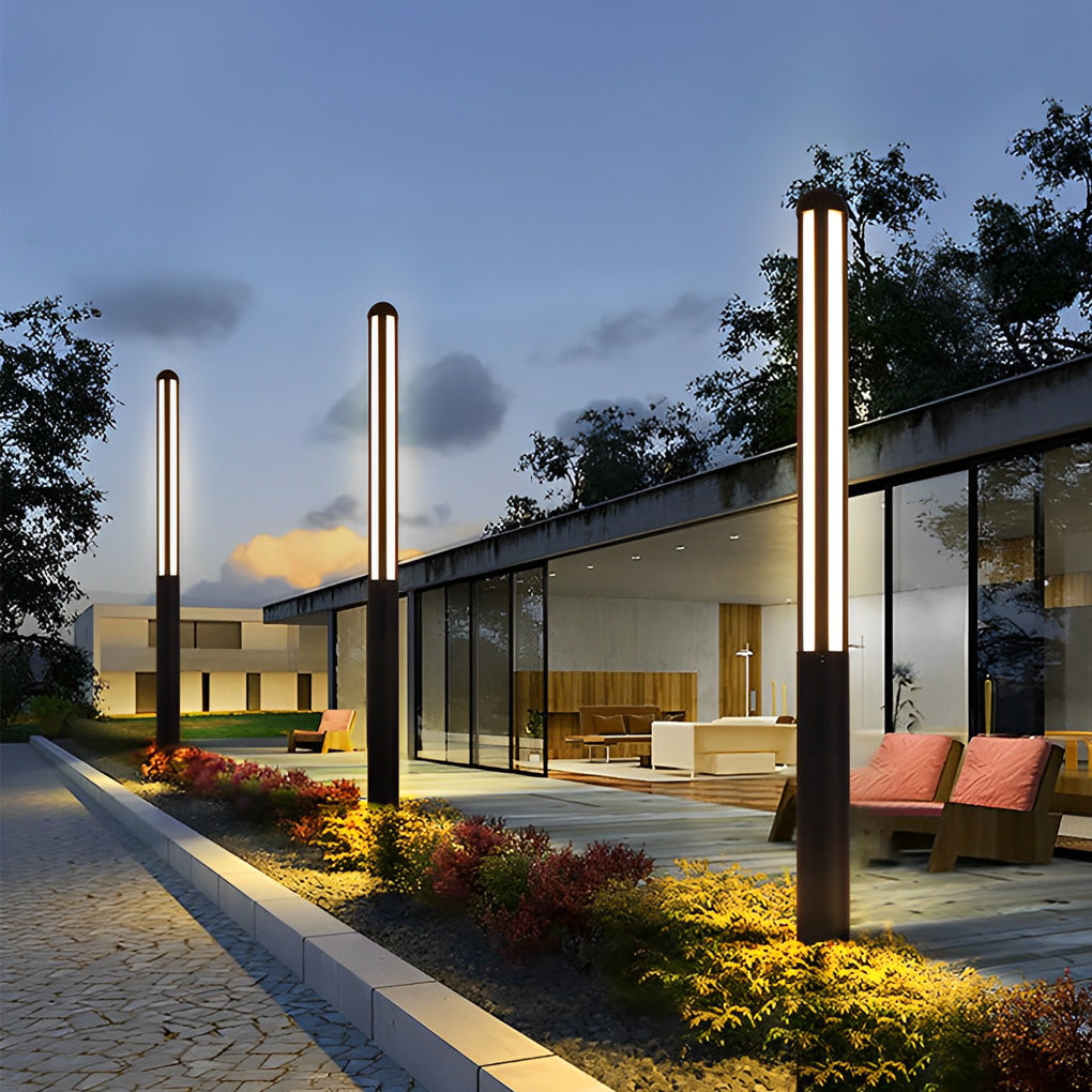 Modern Minimalist Bollard Light — Black Aluminum, LED, IP65 Weatherproof, 59"–118" Heights, 3000K