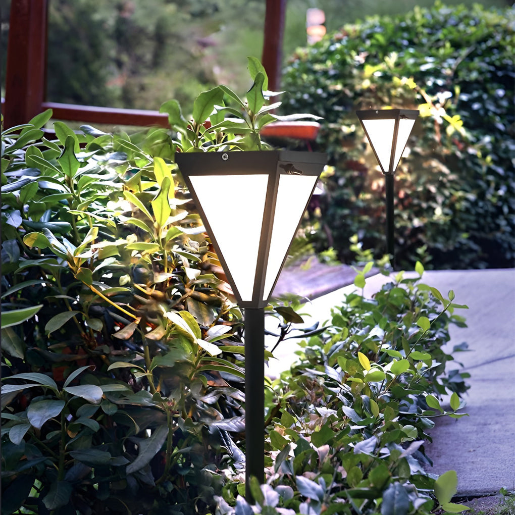 Sleek Solar LED Pathway Post Light — Black Metal, Acrylic Shade, 2.6W, 6" Wide, 30" Height
