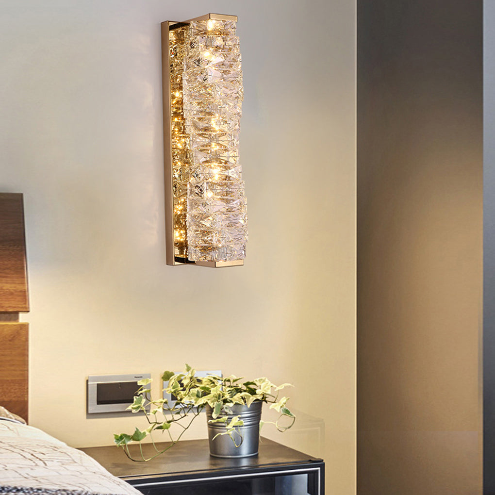 Modern Crystal Wall Sconce — Stainless Steel, 10W LED, Three-Step Dimming (3000K/4000K/6000K)