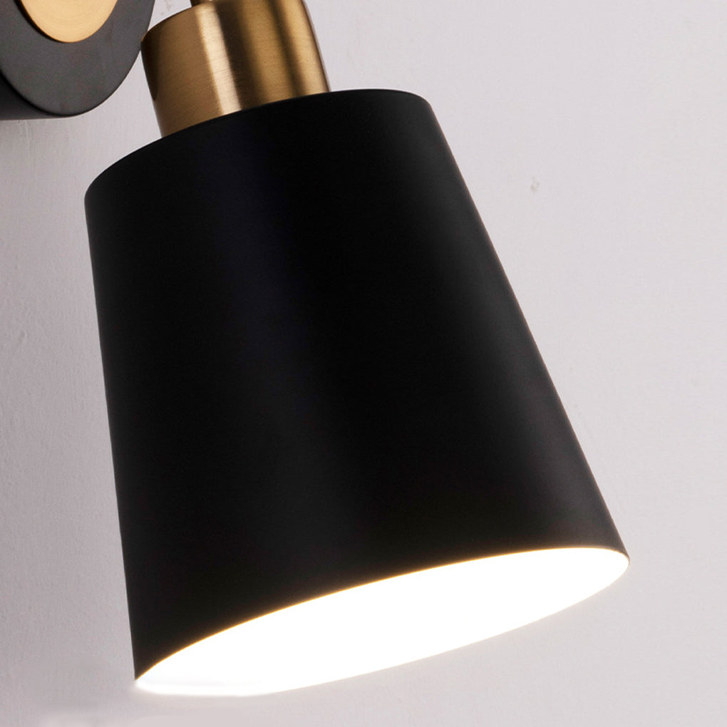 Adjustable Black and Gold Wall Sconce — Iron, LED 12W, 3-Step Dimming (3000K/4500K/6000K), E27, 180° Tilt / 350° Swivel