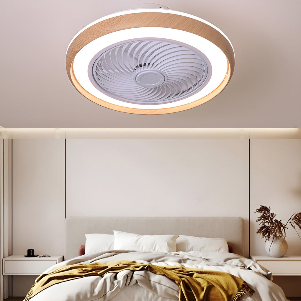 Ultra-Thin Round Nordic Bladeless Ceiling Fans with Remote Control - Silent LED Design