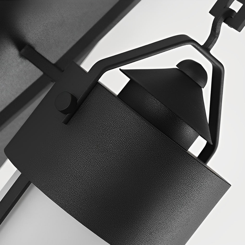 Country Retro Outdoor Wall Sconce — Black Iron and Glass, Waterproof Lantern-Style