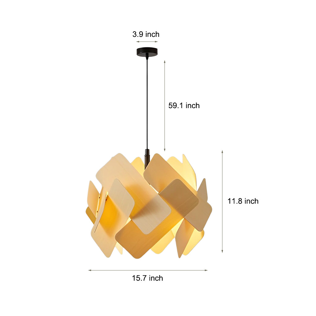 Modern Acrylic Pendant Light — 15.7" Diameter, Adjustable 59.1" Wire, White / Blue / Wood