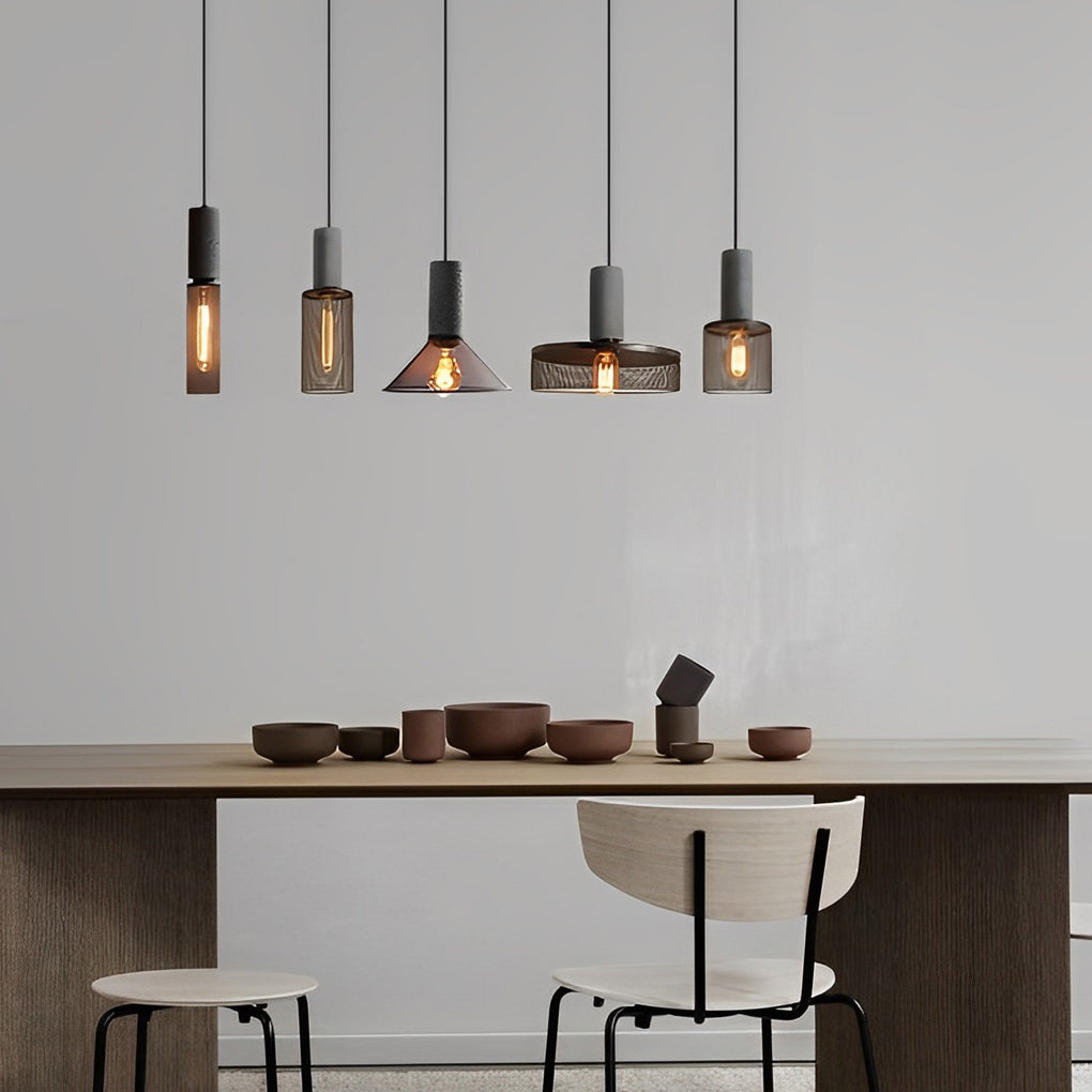 Industrial Cage Pendant — Concrete and Iron, Black, E27, 3000K Warm White
