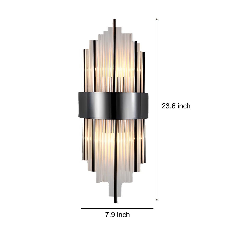 Postmodern Crystal Rod Up/Down Wall Sconce — Stainless Steel, Three-Step Dimming, 3000K/4500K/6000K, Hardwired