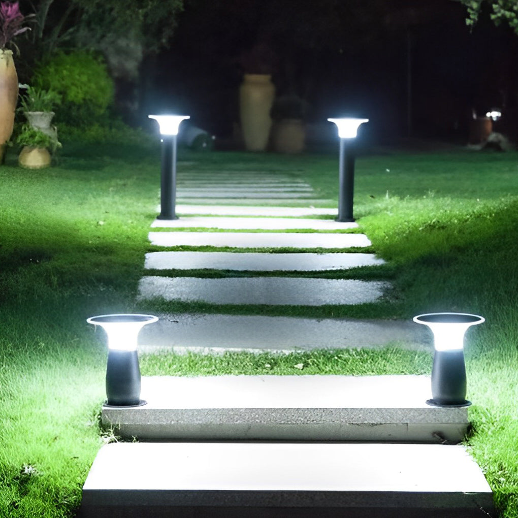 Modern Solar LED Bollard Path Light — Die-Cast Aluminum, 3.5W, 360° Illumination, Black