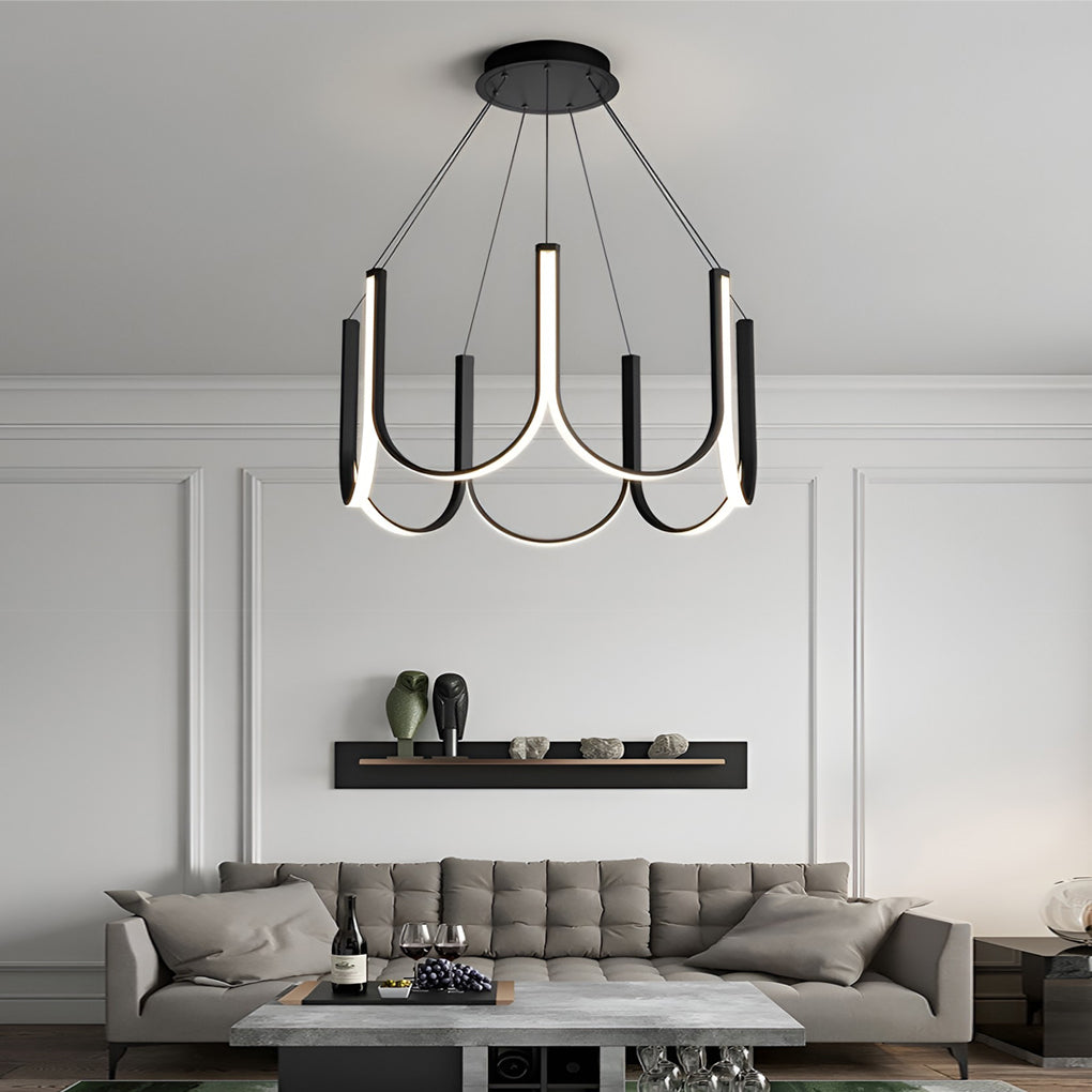 Minimalist Modern Chandelier — Aluminum, 98W LED, 3-Step Dimming (3000K/4500K/6000K), 24" Diameter