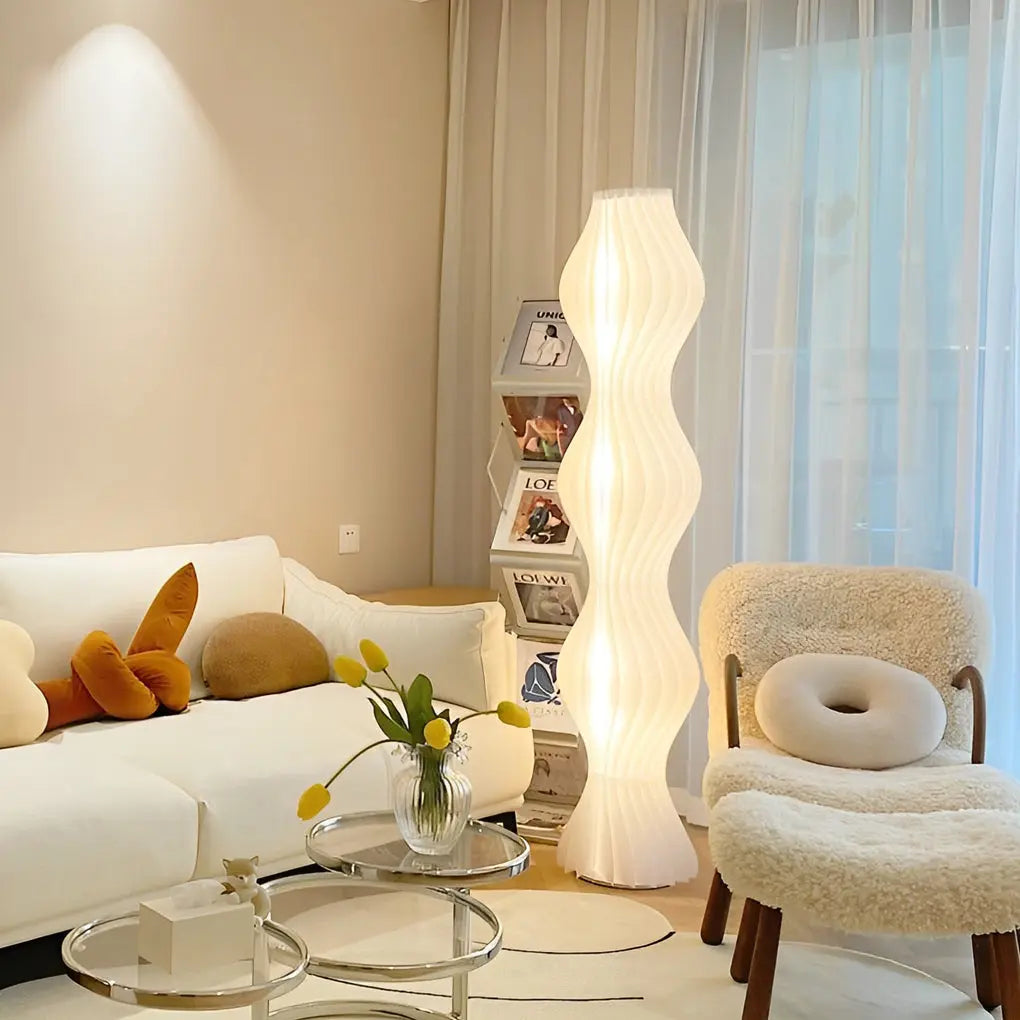 Contemporary Wavy Floor Lamp with Coastal LED Design Luxe