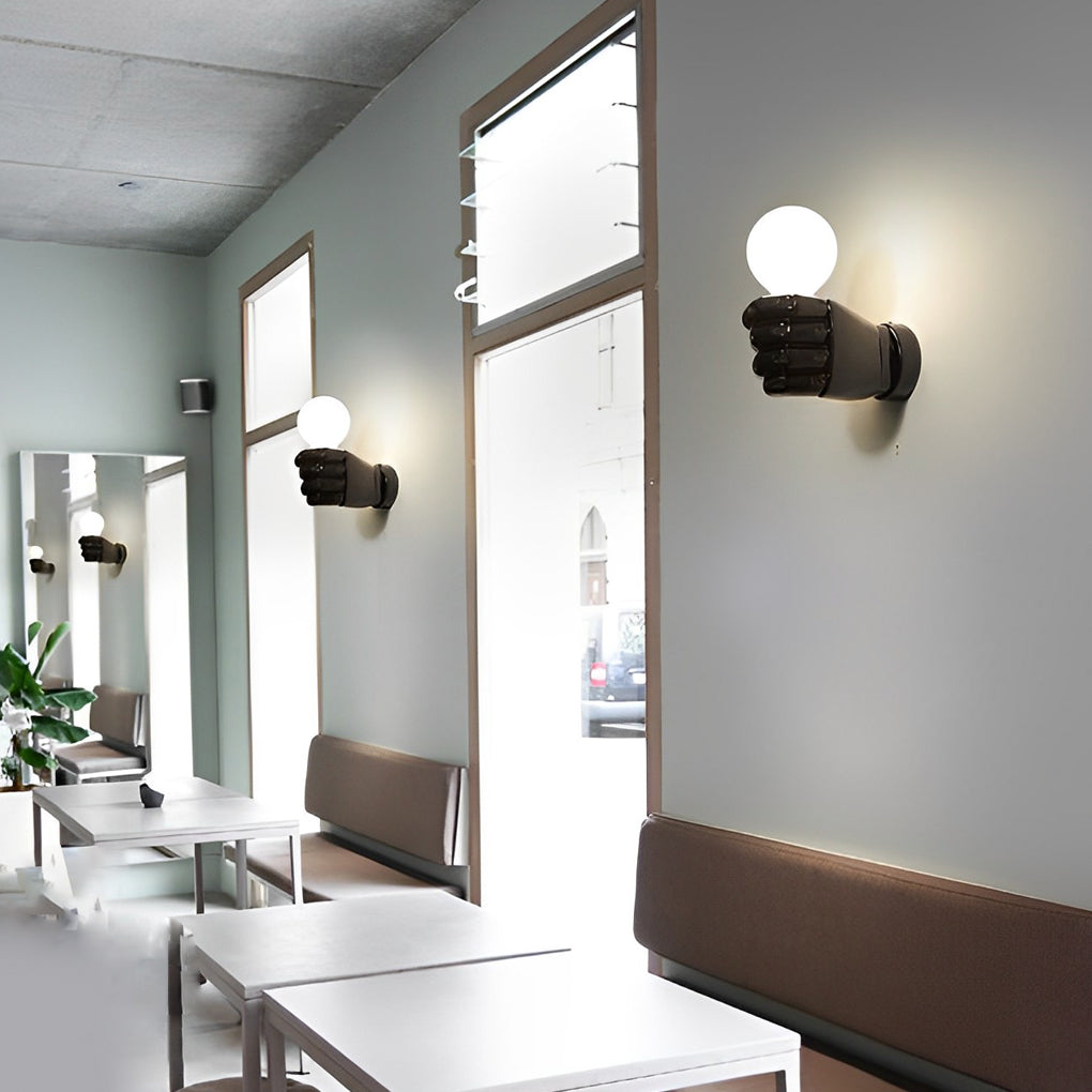 Fist-Shaped Retro Industrial Wall Sconce — Resin, E27, 6" x 4", Warm White 3000K