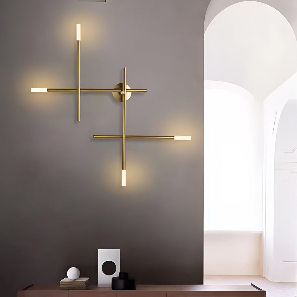 Cross Linear Wall Sconce — Iron and Acrylic, LED, Black or Copper, 26"–39"