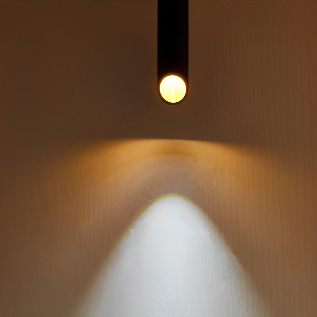 Cylindrical Oblique Mini Pendant — Aluminum, LED 5W 3000K, 2" × 16", Black or White with Gold