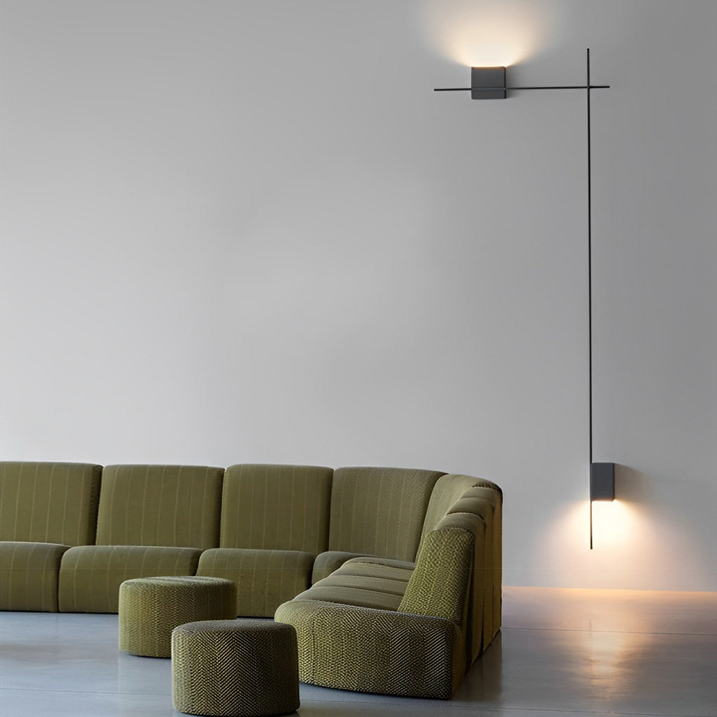 Square Strip Linear Wall Sconce — Iron, LED 10W, Three-Step Dimming (3000K/4500K/6000K), Black or White