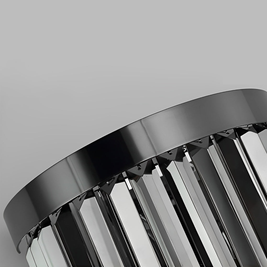 Postmodern Crystal and Stainless Steel Wall Sconce — Smoke Gray, Three-Step Dimming LED, E14