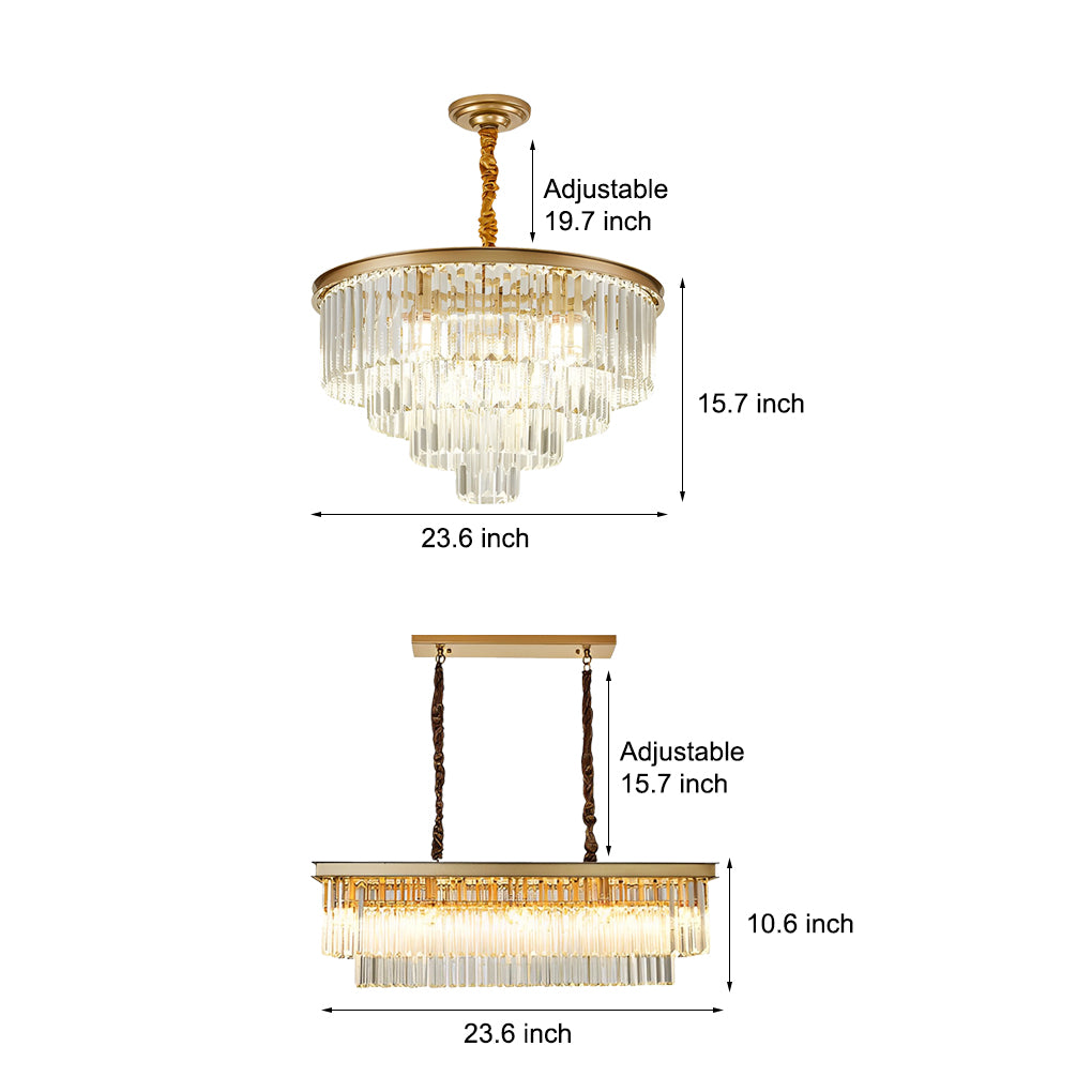 4-Layer Round Crystal Chandelier — Black or Gold, E14, Three-Step Dimming, 3000K/4500K/6000K, 23.6" Diameter