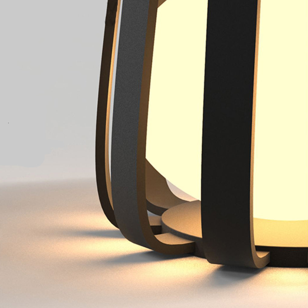 Round Solar Outdoor Lantern Side Table Light — Iron, RGB + Warm White LED, IP65 Weatherproof, 3.7W