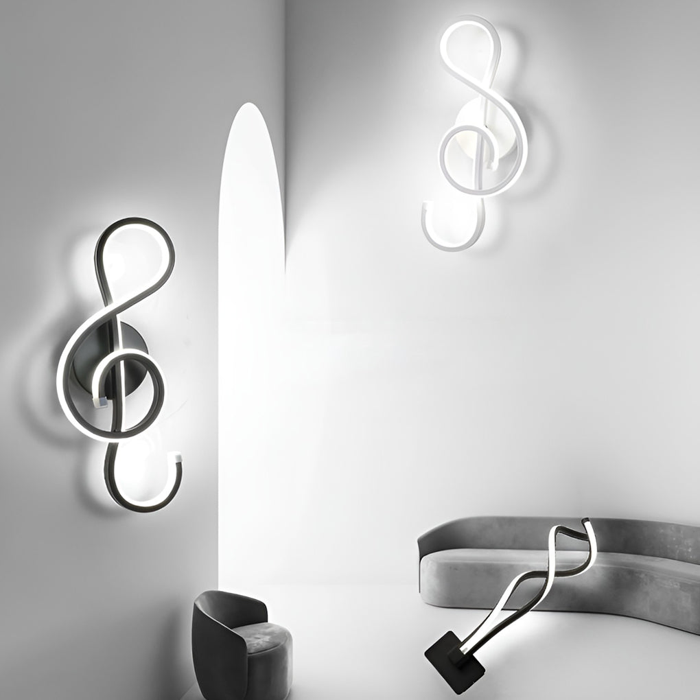 Musical Note LED Wall Sconce — Aluminum, Electroplated, Warm White / Daylight, 6.7" × 14.2"