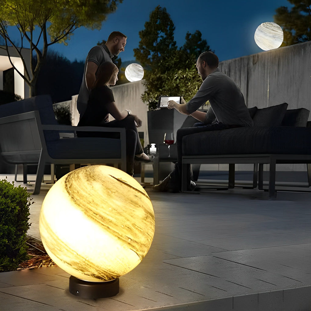 Round Globe Outdoor Fence Post Light — Die-Cast Aluminum & Glass, E27, IP54 Weatherproof, Warm White 3000K