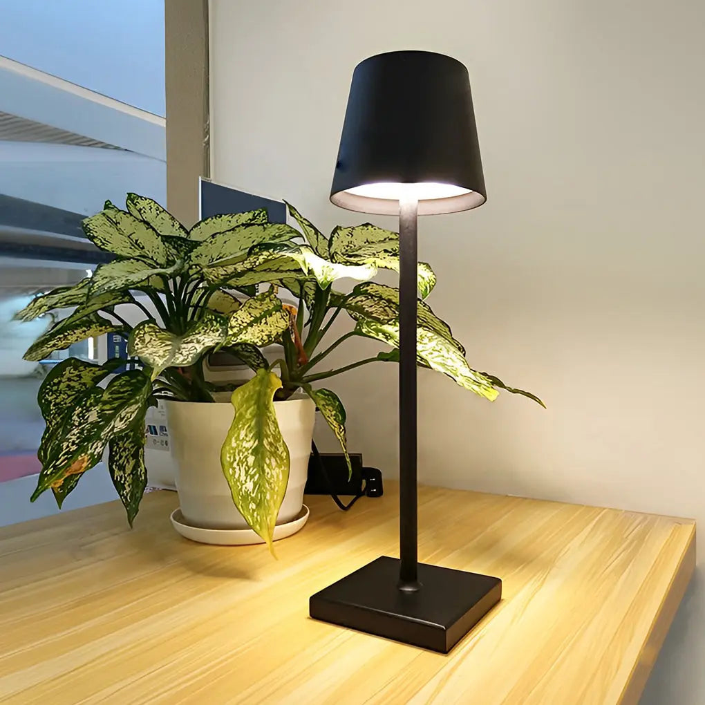 Portable Touch-Control Table Lamp with Rechargeable Aluminum Design - Top Hat Luxe