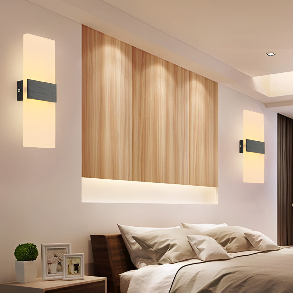 Modern Rectangular Wall Sconce — Acrylic & Aluminum, 6W LED, 3000K / 6000K, Gold / Silver / Black