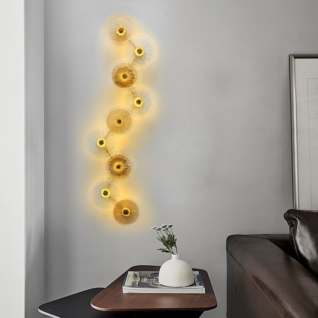 Round Glass Wall Sconce — Iron and Glass, Post-Modern LED, Warm White 3000K, 1- to 9-Light Configurations